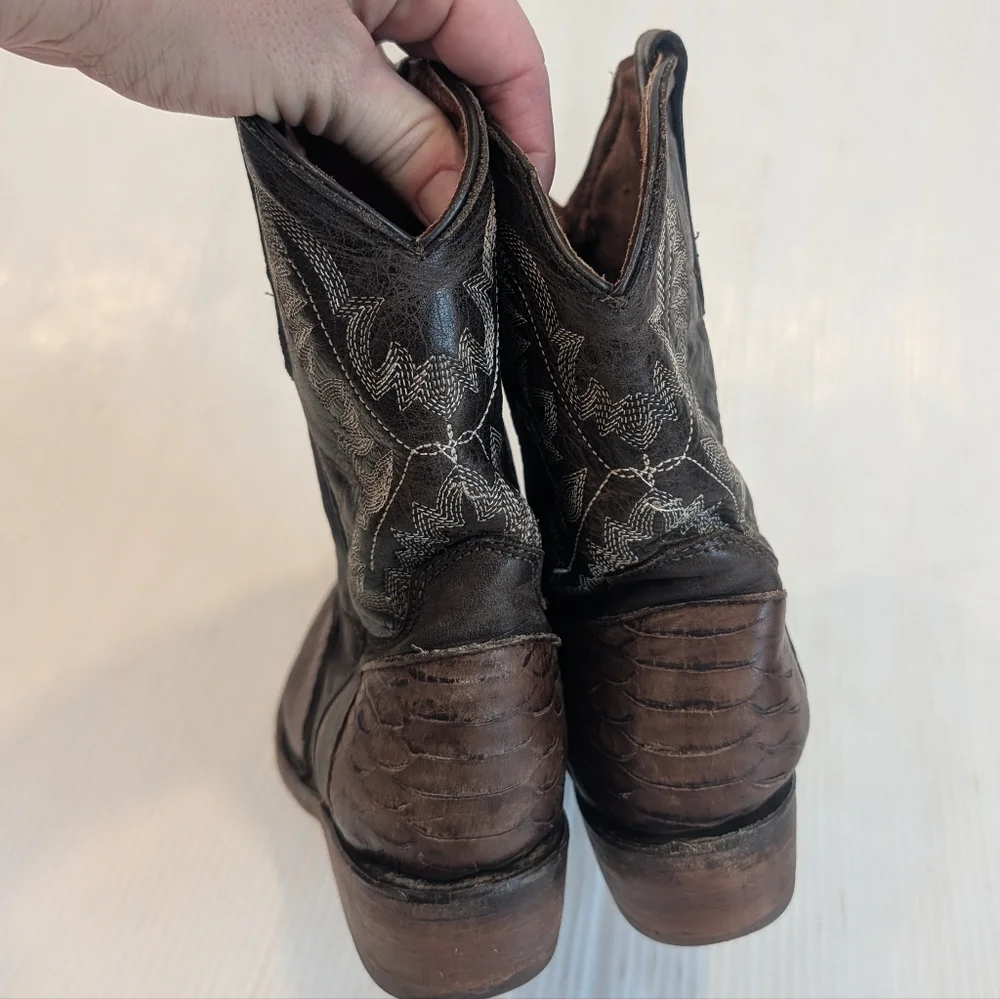 VERETTA Kids' Black & Brown Leather Western Cowgirl Boots Size 22 USA